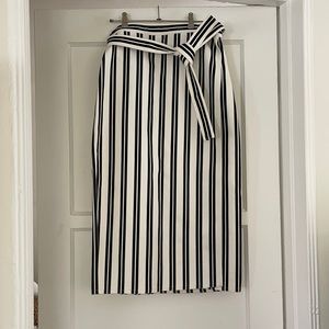 Balenciaga Striped Wrap Midi Skirt, Size 38